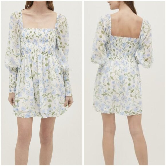 NWT Hill House The Grace Georgette Peony Bouquet Print Mini Nap Dress $198 - Picture 1 of 14
